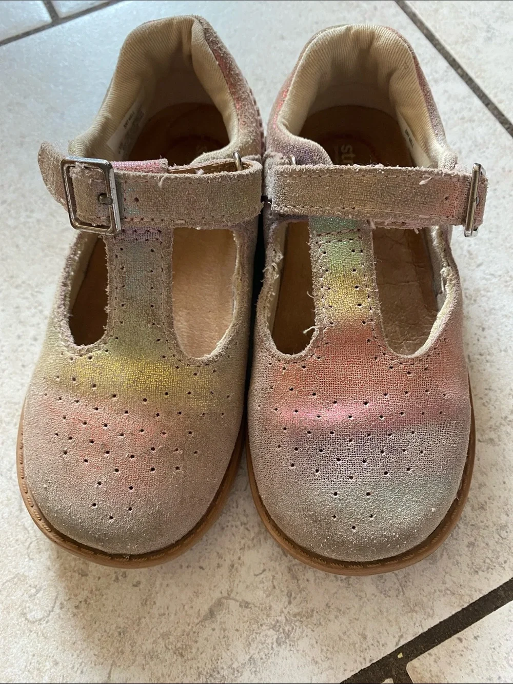 Stride Rite Girls' Pastel Rainbow T-Strap Mary Janes